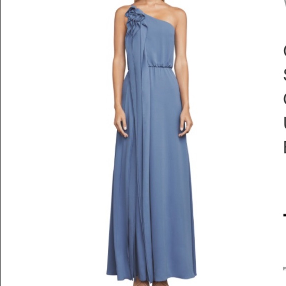 BCBG Joyce One-Shoulder Ruffle Gown
